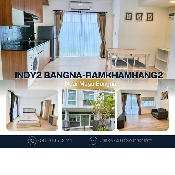 💥ForRent💥Indy2 Bangna-Ramkhamhang2 🏡 Near Mega Bangna, Dulwich 🚩 Ready to move in 🌟 Fully Furnished 🏠 