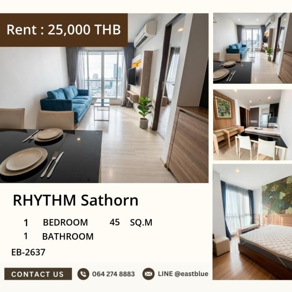 02/10/2026, ให้เช่าคอนโด RHYTHM Sathorn วิวแม่น้ำ 45 ตร.ม. ใกล้ BTS สะพานตากสิน 🌇 0642748883