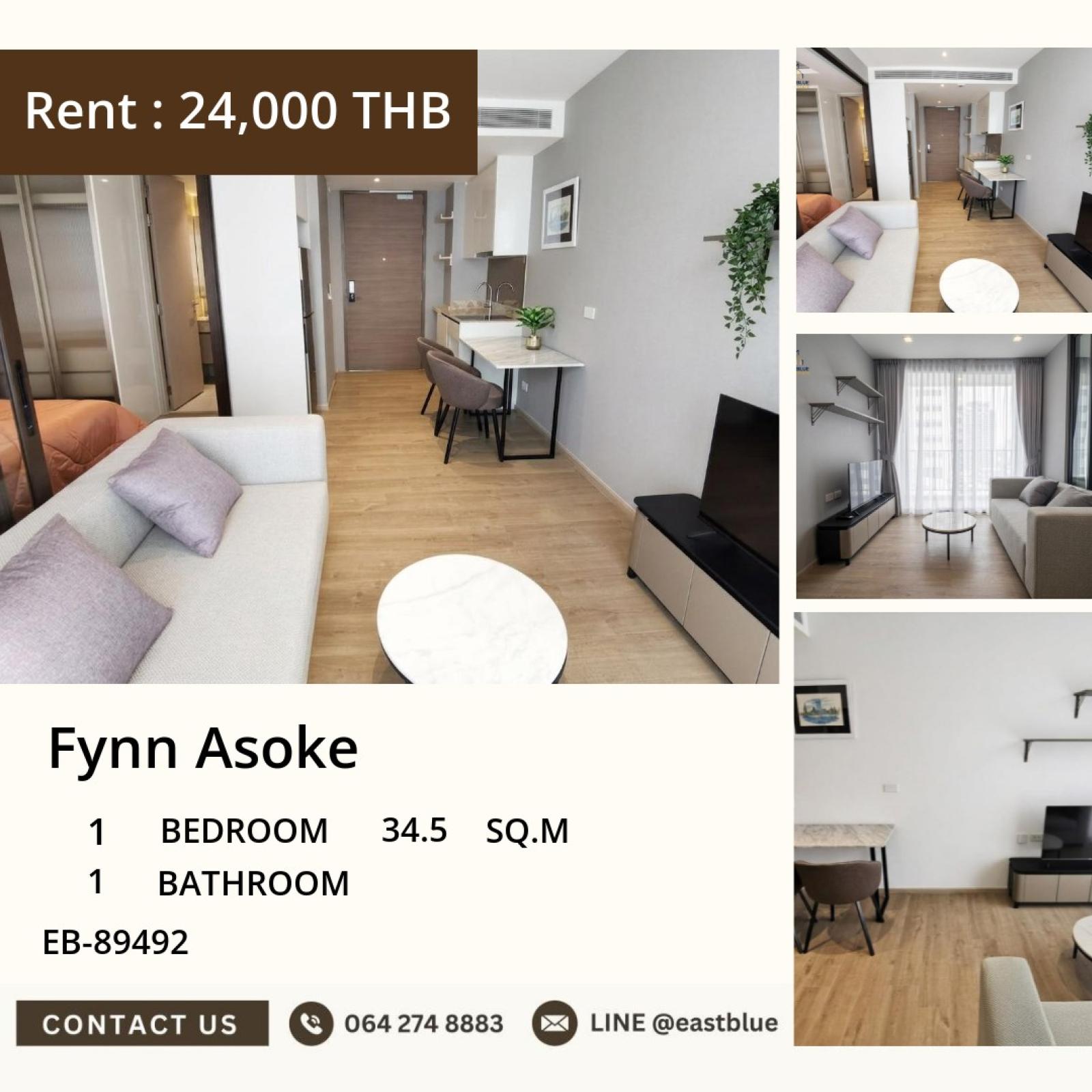 23/09/2026, Fynn Asoke 1BR 34.5 sq.m. near Asoke for Rent 24,000 THB 🏙️ 0642748883 23/09/2026, Fynn Asoke 1BR 34.5 sq.m. near Asoke for Rent 24,000 THB 🏙️ 0642748883