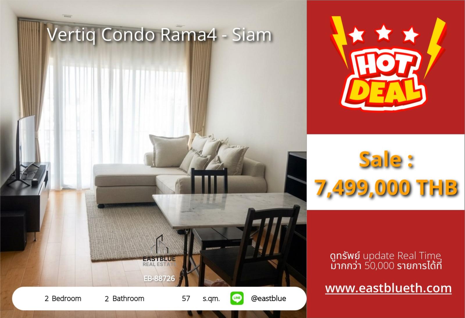 05/10/2026, 🌟 Luxury condo in the city center for only 7.5 million! Vertiq Rama4, private, just 57 sqm, near BTS Siam 🏙️ 0642748883