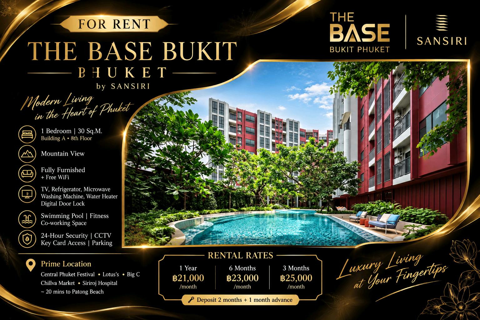 CONDO FOR RENT 📍 Central Phuket Area #THEBASEBUKIT #PHUKET ✨ Fully Furnished | Mountain View | Ready to Move In