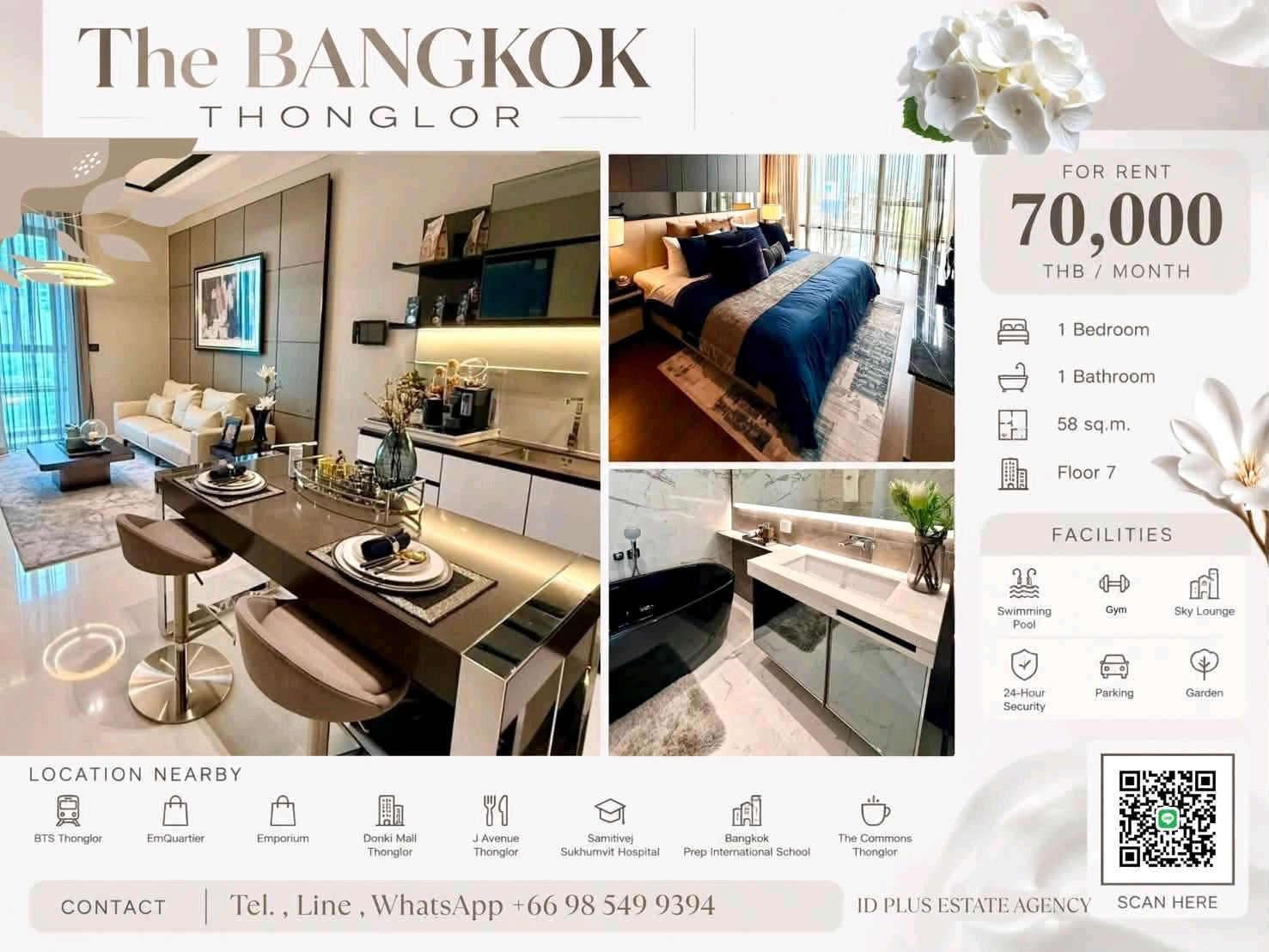 🏢 Condo room for Rent | The Bangkok Thonglor @ 🚶🏻♂️walk few mins. to BTS Thonglor @ 📍 Location: Thonglor 💰 Rental Price: 70k. 📐 Size: 58 sq.m 🛏️ Type: 1 bedroom 1 bathroom 🏙️ Floor: 7 🏢 Condo room for Rent | The Bangkok Thonglor @ 🚶🏻♂️walk few mins. to BTS Thonglor @ 📍 Location: Thonglor 💰 Rental Price: 70k. 📐 Size: 58 sq.m 🛏️ Type: 1 bedroom 1 bathroom 🏙️ Floor: 7