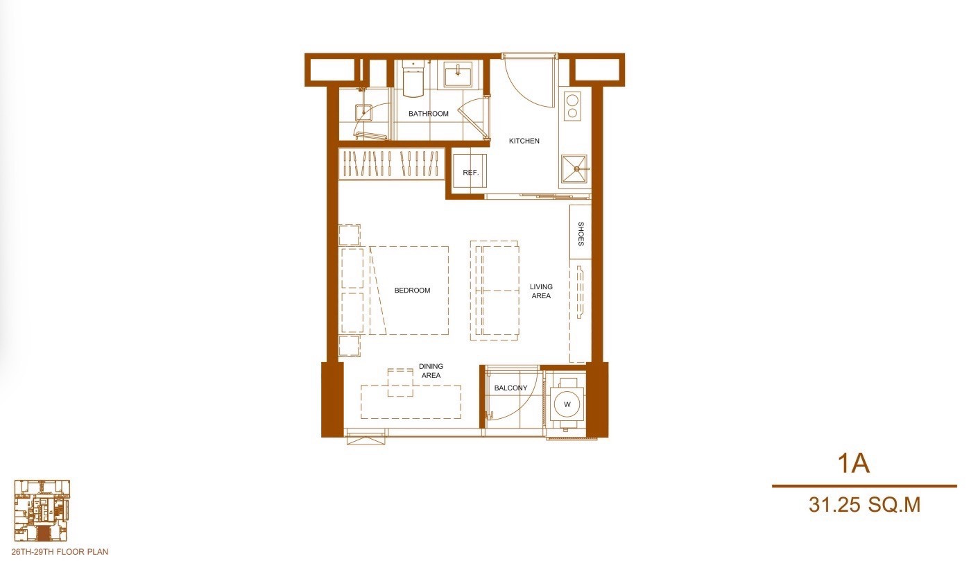 Selling down payment 1 bed simplex 31.25 sq m, only 8.19 MB