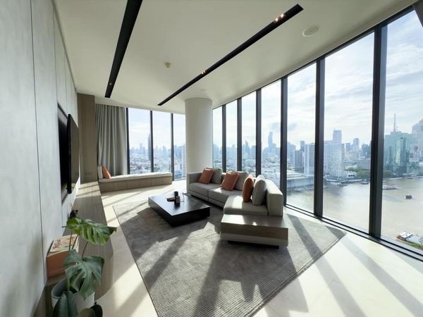 Luxury 2 Bedroom Riverfront Condo for Rent Banyan Tree Residences Riverside Bangkok 178 sq.m High Floor Panoramic River View Near ICONSIAM