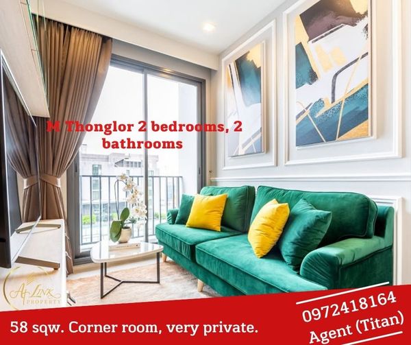 รีบจองด่วน!!! Condo M Thonglor-10 ห้องสวย แบบ2ห้องนอน ห้องมุม ส่วนตัวมาก เลี้ยงสัตว์ได้
