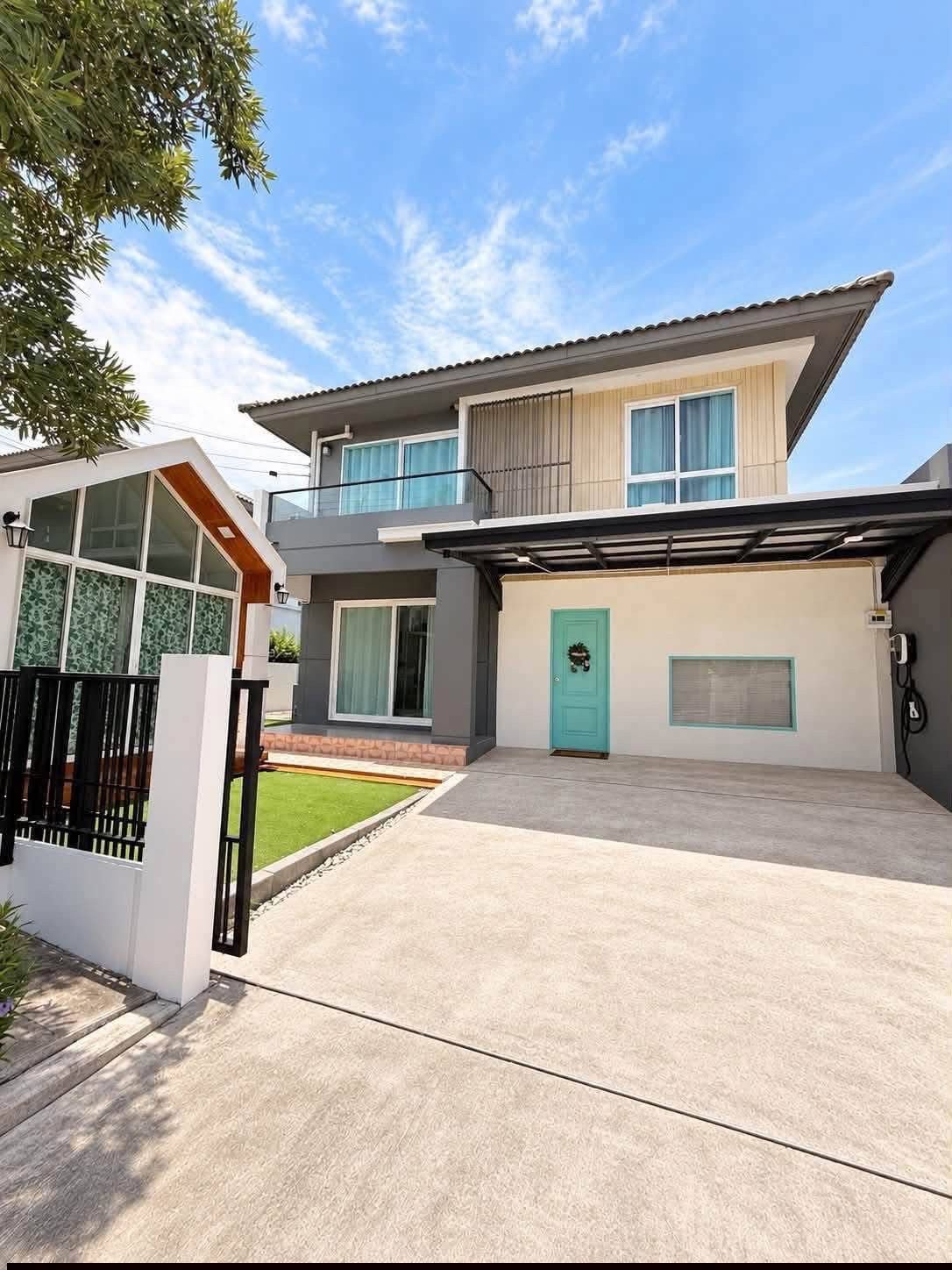 Single house for rent, Prueklada Lat Krabang 54, beautifully decorated, near Suvarnabhumi Airport.