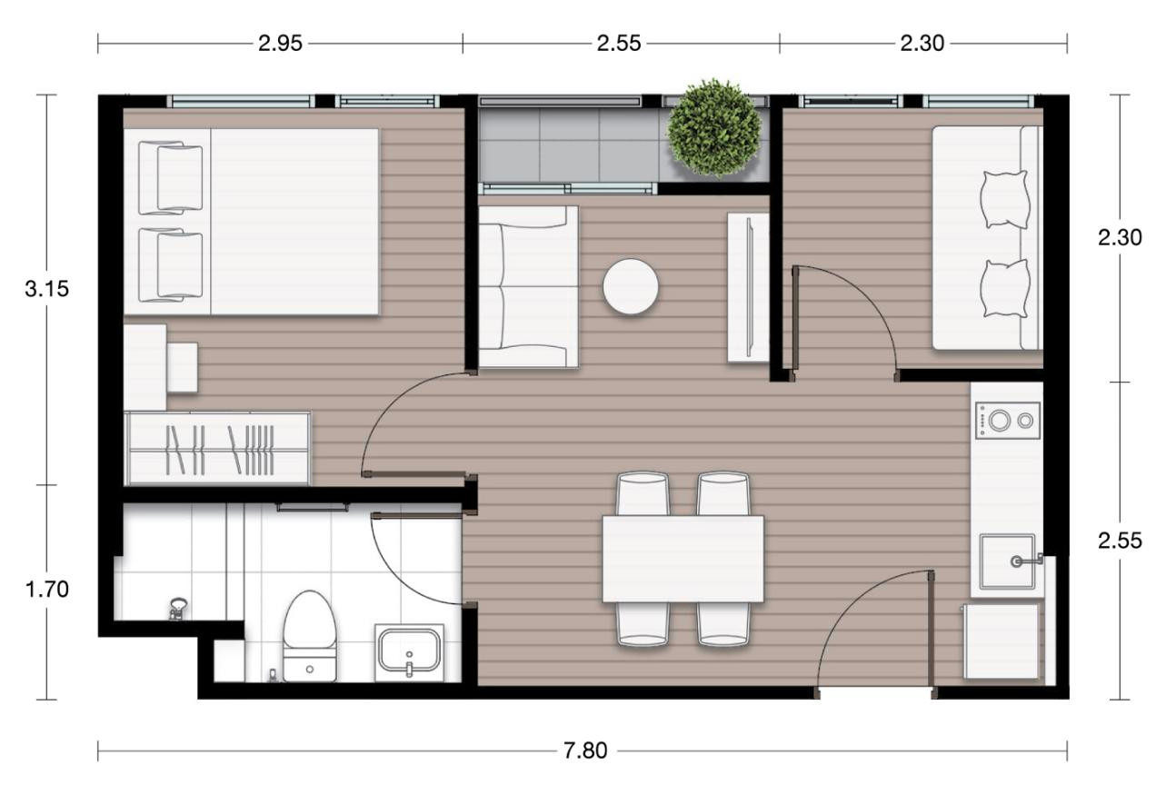 Urgent sale, cheaper than the New Rain project, 2 bedrooms, Building B, view of the swimming pool, clubhouse and Chamchuri tree. – รูปที่ 3