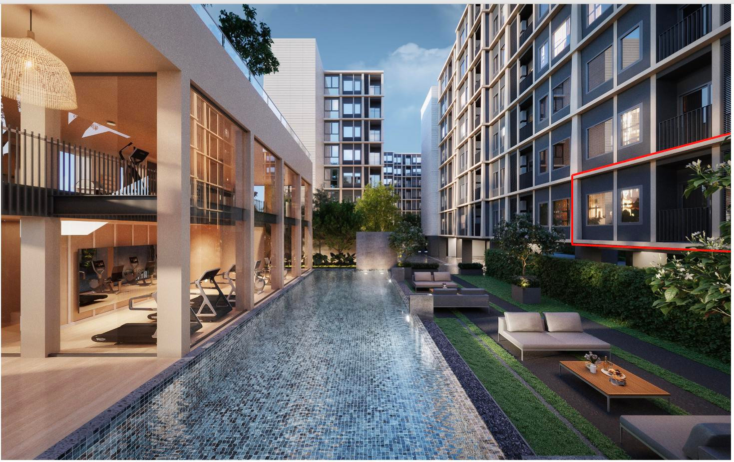 Urgent sale, cheaper than the New Rain project, 2 bedrooms, Building B, view of the swimming pool, clubhouse and Chamchuri tree. – รูปที่ 4