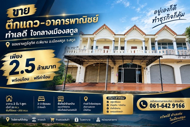 🏢 2-story commercial building for sale in the heart of Satun city 💰 only 2.5 million baht | free transfer fee | ready to transfer 🏢 2-story commercial building for sale in the heart of Satun city 💰 only 2.5 million baht | free transfer fee | ready to transfer