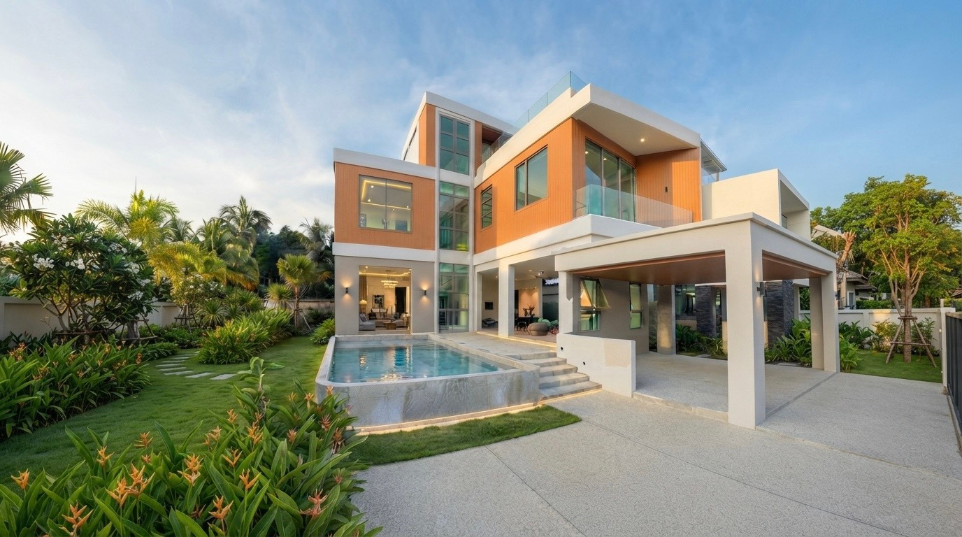 Unique Architectural Design | 3-Level Pool Villa with Panoramic Rooftop Sky Deck in Chalong, Phuket 