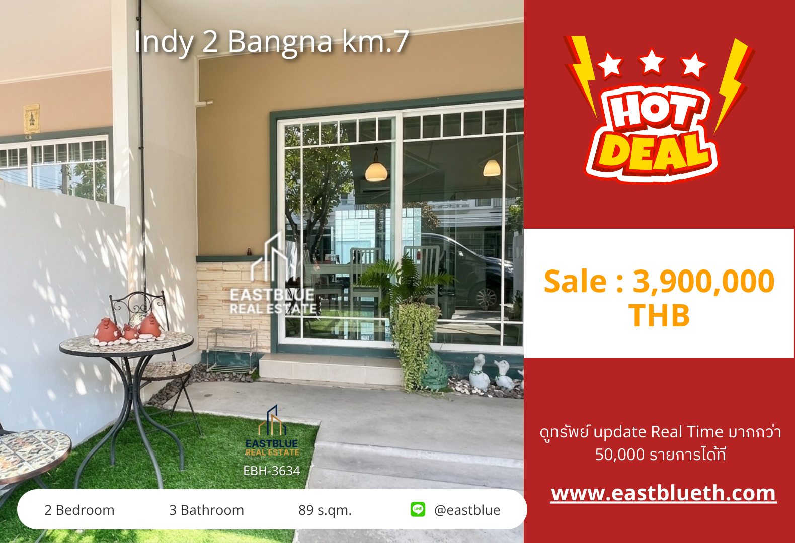 For Sale: Indy 2 Bangna km.7 2 Bed 89 sqm 3.9M THB