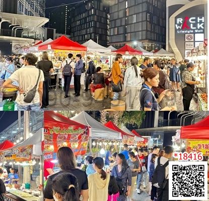 Retail space for rent, RichWalk Rama 9, available in many sizes, starting price 600 baht/square meter.