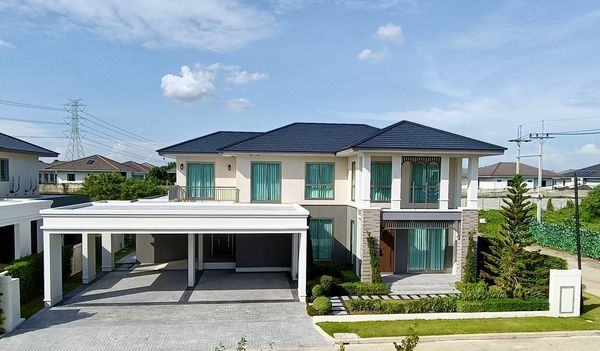 **New Palace บ้านนวัตกรรมป้องกันน้ำท่วม เลขที่บ้านมงคล 99/96 แปลงหัวมุม รุ่นใหม่เพดานสูง 3.2 เมตร ใกล้โรงเรียนนานาชาติ Brighton College กรุงเทพกรีฑา