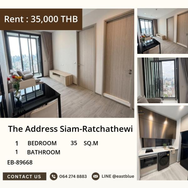 23/09/2026, 🌆 ให้เช่า The Address Siam-Ratchathewi ชั้น 43 วิวเมือง ใกล้ BTS ราชเทวี 35,000 บาท 0642748883