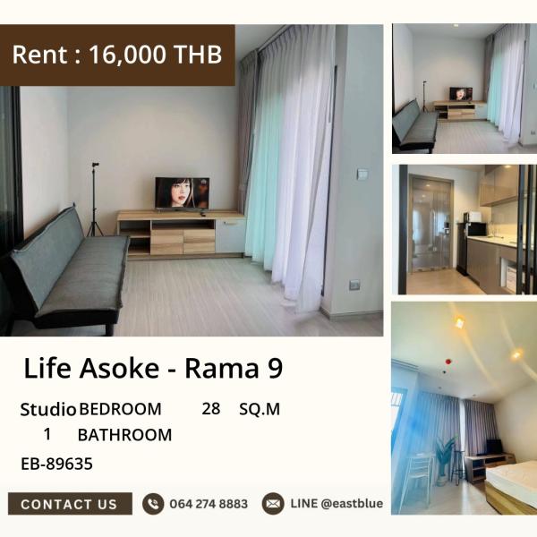 02/10/2026, 🏢 ให้เช่า Life Asoke - Rama 9 สตูดิโอ วิวสูง ใกล้ MRT พระราม 9 16,000 บาท 0642748883