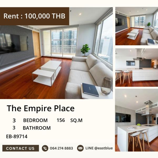05/10/2026, 🏢 Live like Royalty! 3 Bed, 3 Bath Condo at The Empire Place 🤴
EB-89714 | 156 sqm | 100,000 THB/month 0642748883