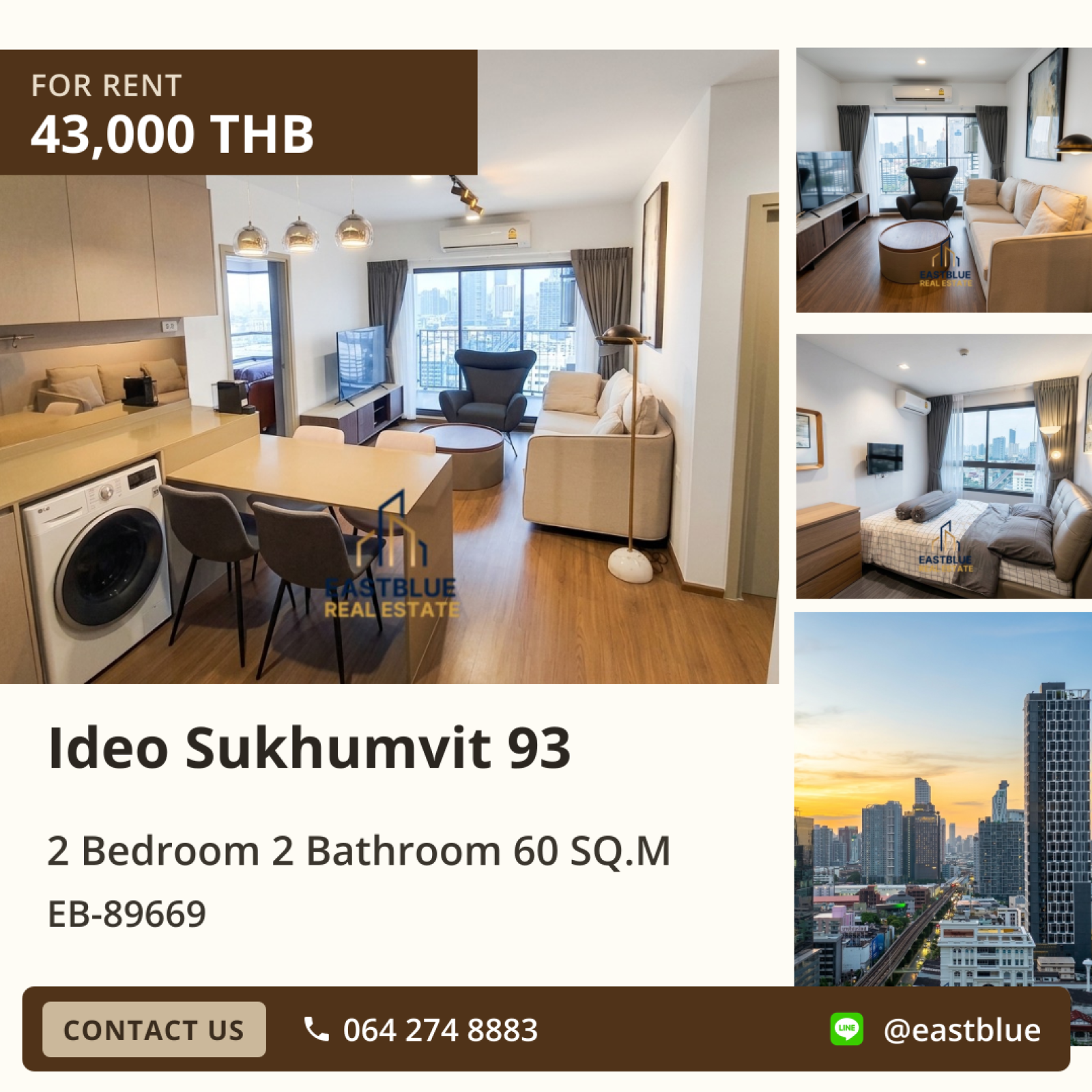 02/10/2026, ให้เช่า Ideo Sukhumvit 93 ห้อง 2 นอน ใกล้ BTS บางจาก 🏙️ 0642748883