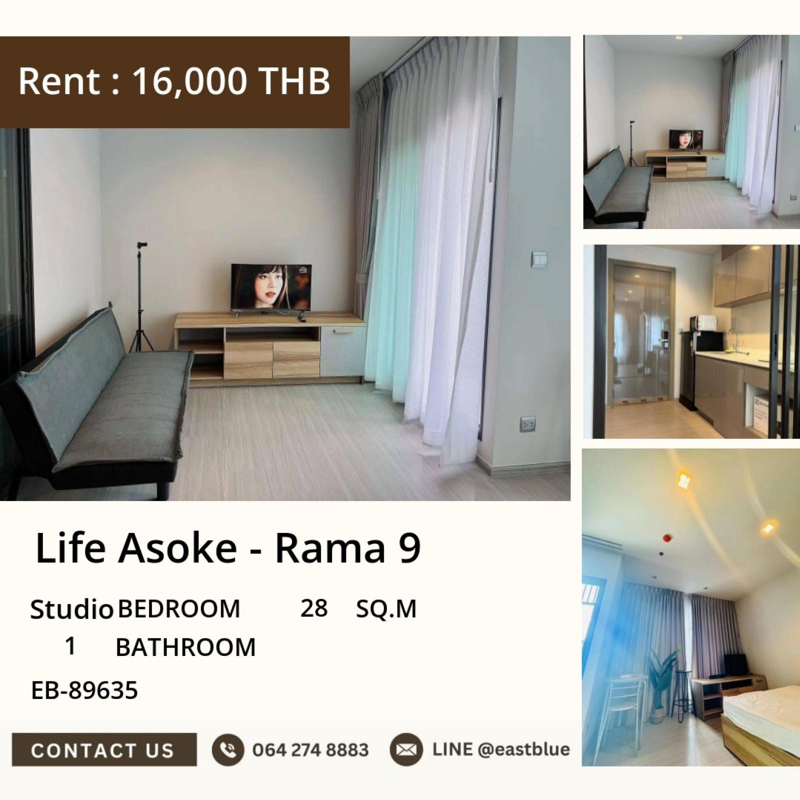 05/10/2026, Live the Life at Asoke-Rama 9! 🏙️
Cozy Studio Condo for Rent - Only 16,000 THB/Month! 💰

EB-89635 | 28 sqm 0642748883