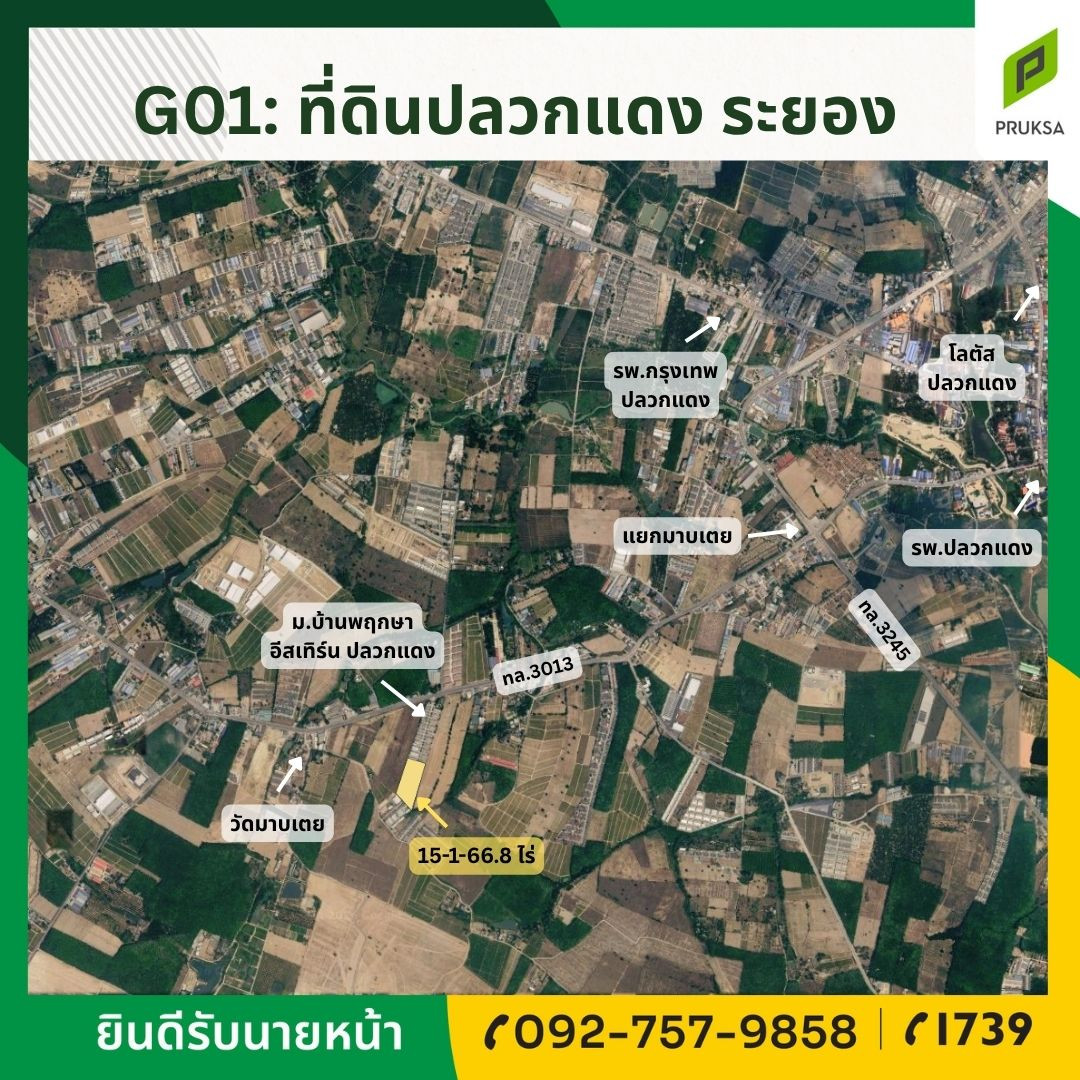 ขายที่ดินทำเลดีปลวกแดง ระยอง 