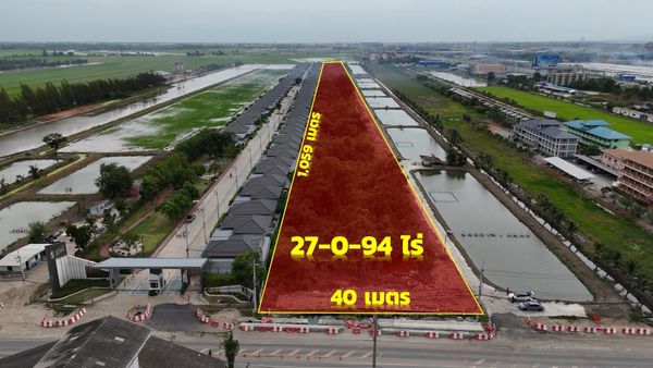 ขายที่ดิน 27 ไร่ ถนนพิมพาวาส ใกล้นิคมเวลโกรว์ ฉะเชิงเทรา เหมาะพัฒนาโครงการจัดสรร