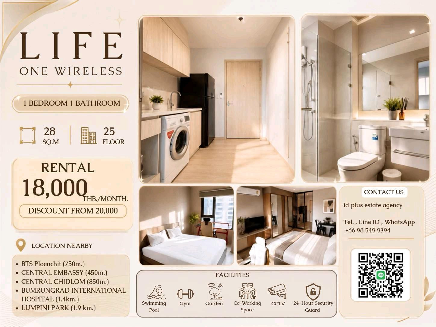 🏢 Condo room for Rent | Life One wireless @🚶🏻♂️walk 7 mins. to BTS Ploenchit @ 📍 Location: Ploenchit 💰 Rental Price: 18K. 📐 Size: 28 sq.m 🛏️ Type: Studio room 🏙️ Floor: 25 🏢 Condo room for Rent | Life One wireless @🚶🏻♂️walk 7 mins. to BTS Ploenchit @ 📍 Location: Ploenchit 💰 Rental Price: 18K. 📐 Size: 28 sq.m 🛏️ Type: Studio room 🏙️ Floor: 25