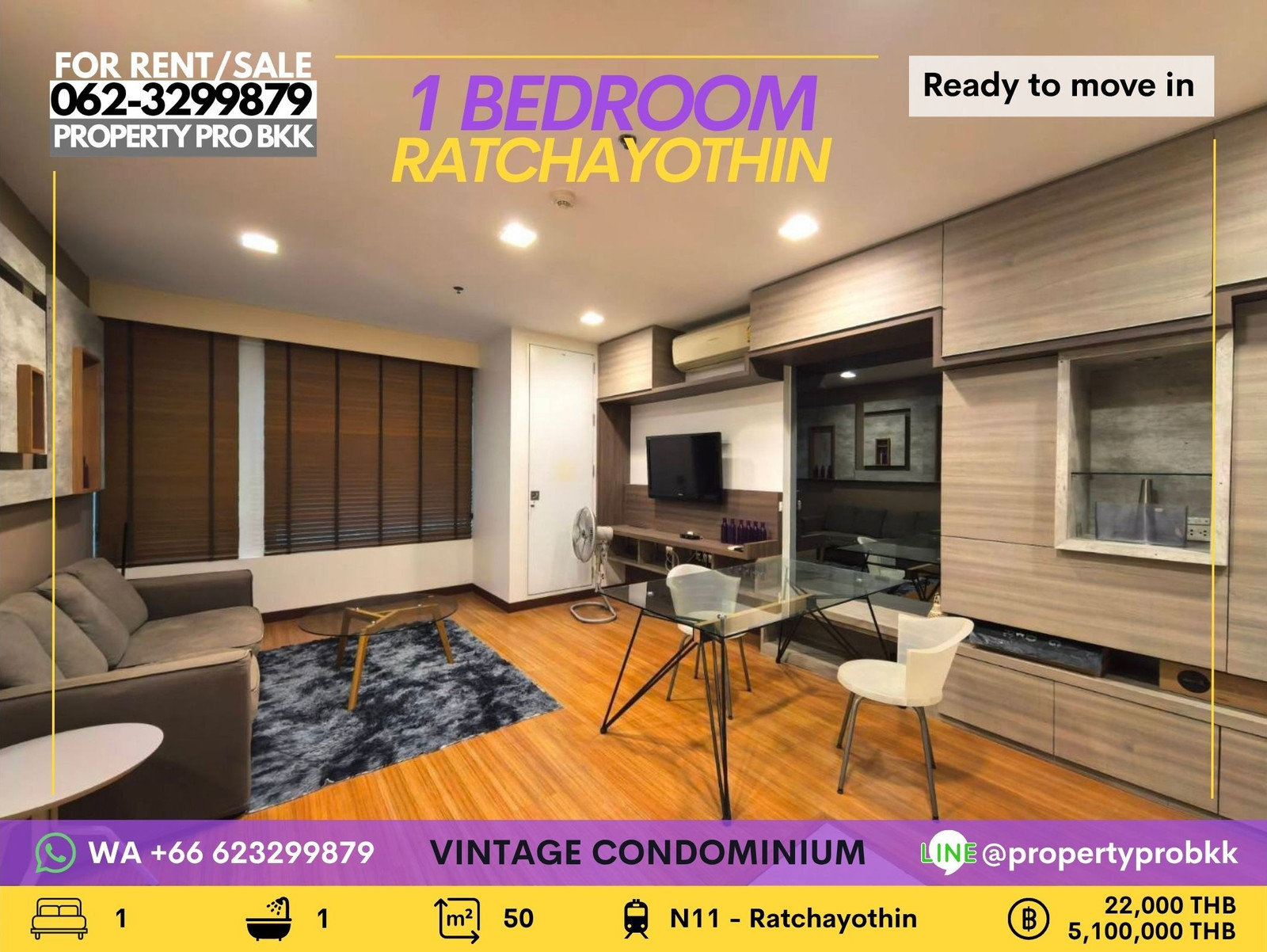 🌟 Spacious 1-Bedroom | Near Major Ratchayothin | For rent and sale 🌟 Spacious 1-Bedroom | Near Major Ratchayothin | For rent and sale