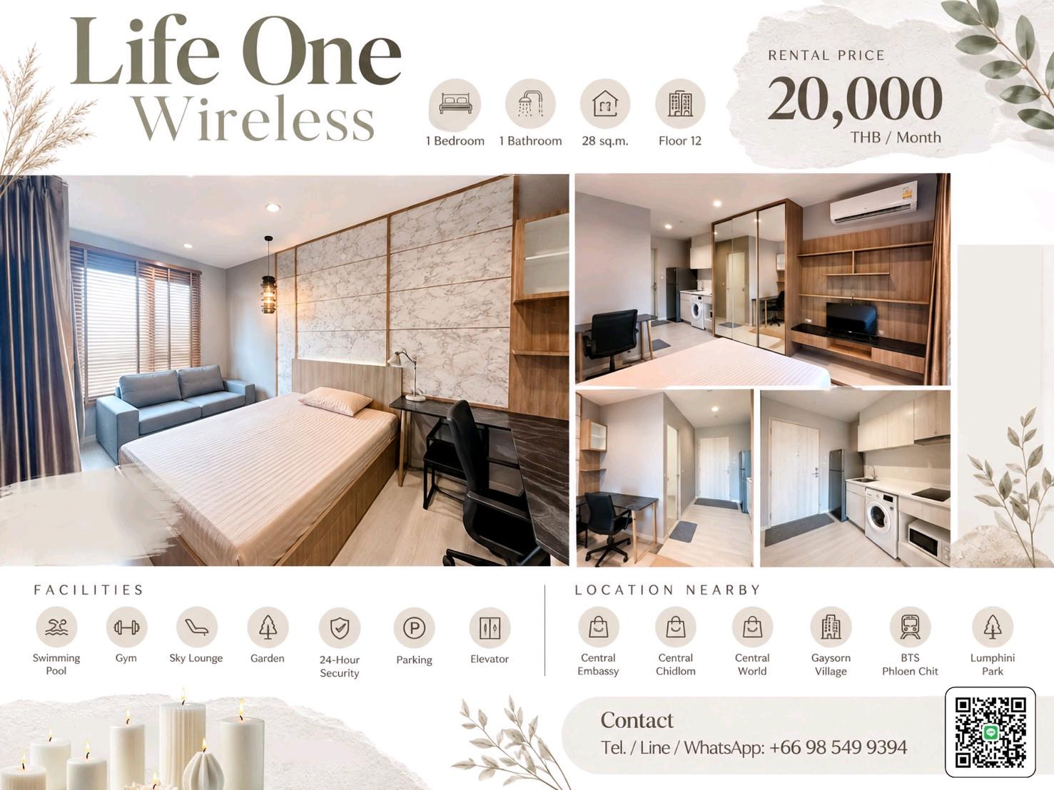 🏢 Condo room for Rent | Life One wireless @🚶🏻♂️walk 7 mins. to BTS Ploenchit @ 📍 Location: Ploenchit 💰 Rental Price: 20k. 📐 Size: 28 sq.m 🛏️ Type: Studio room 🏙️ Floor: 12 🏢 Condo room for Rent | Life One wireless @🚶🏻♂️walk 7 mins. to BTS Ploenchit @ 📍 Location: Ploenchit 💰 Rental Price: 20k. 📐 Size: 28 sq.m 🛏️ Type: Studio room 🏙️ Floor: 12