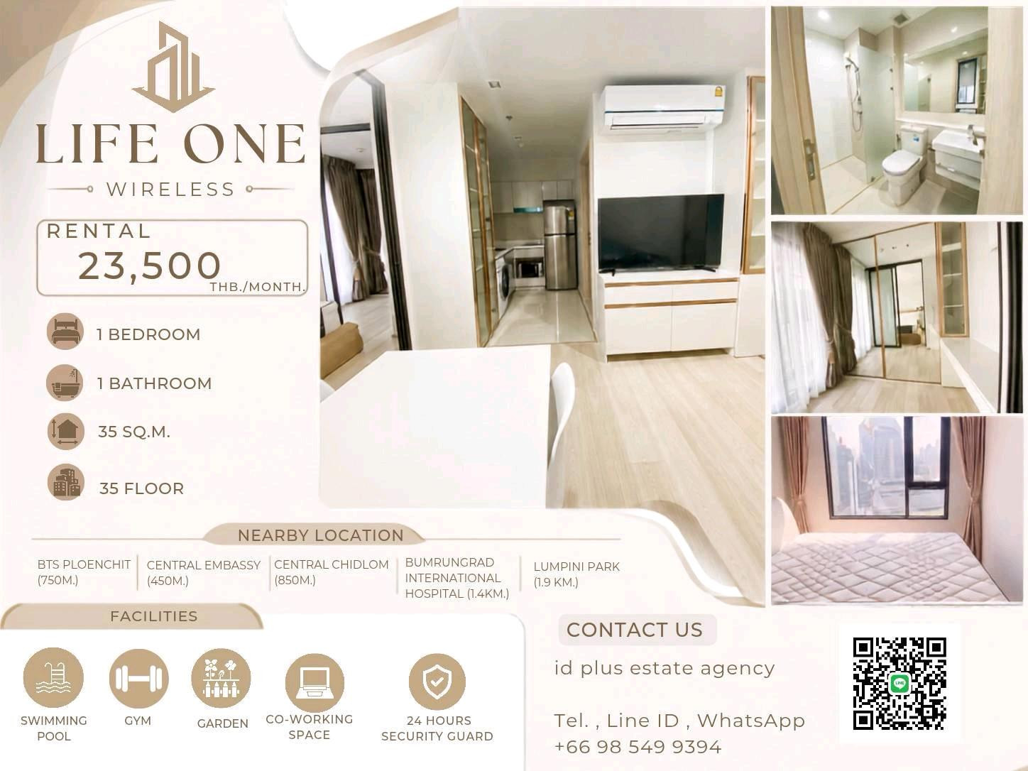 🏢 Condo room for Rent | Life One wireless @🚶🏻♂️walk 7 mins. to BTS Ploenchit @ 📍 Location: Ploenchit 💰 Rental Price: 23.5k. 📐 Size: 35 sq.m 🛏️ Type: 1 bedr plus 🏙️ Floor: 35 🏢 Condo room for Rent | Life One wireless @🚶🏻♂️walk 7 mins. to BTS Ploenchit @ 📍 Location: Ploenchit 💰 Rental Price: 23.5k. 📐 Size: 35 sq.m 🛏️ Type: 1 bedr plus 🏙️ Floor: 35