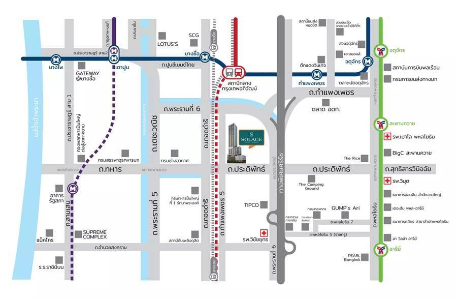 ขายดาวน์ SOLACE Phahol–Pradipat 2 Bedroom 2 Bathroom | 54.78 ตร.ม. | ชั้น 23 – รูปที่ 3
