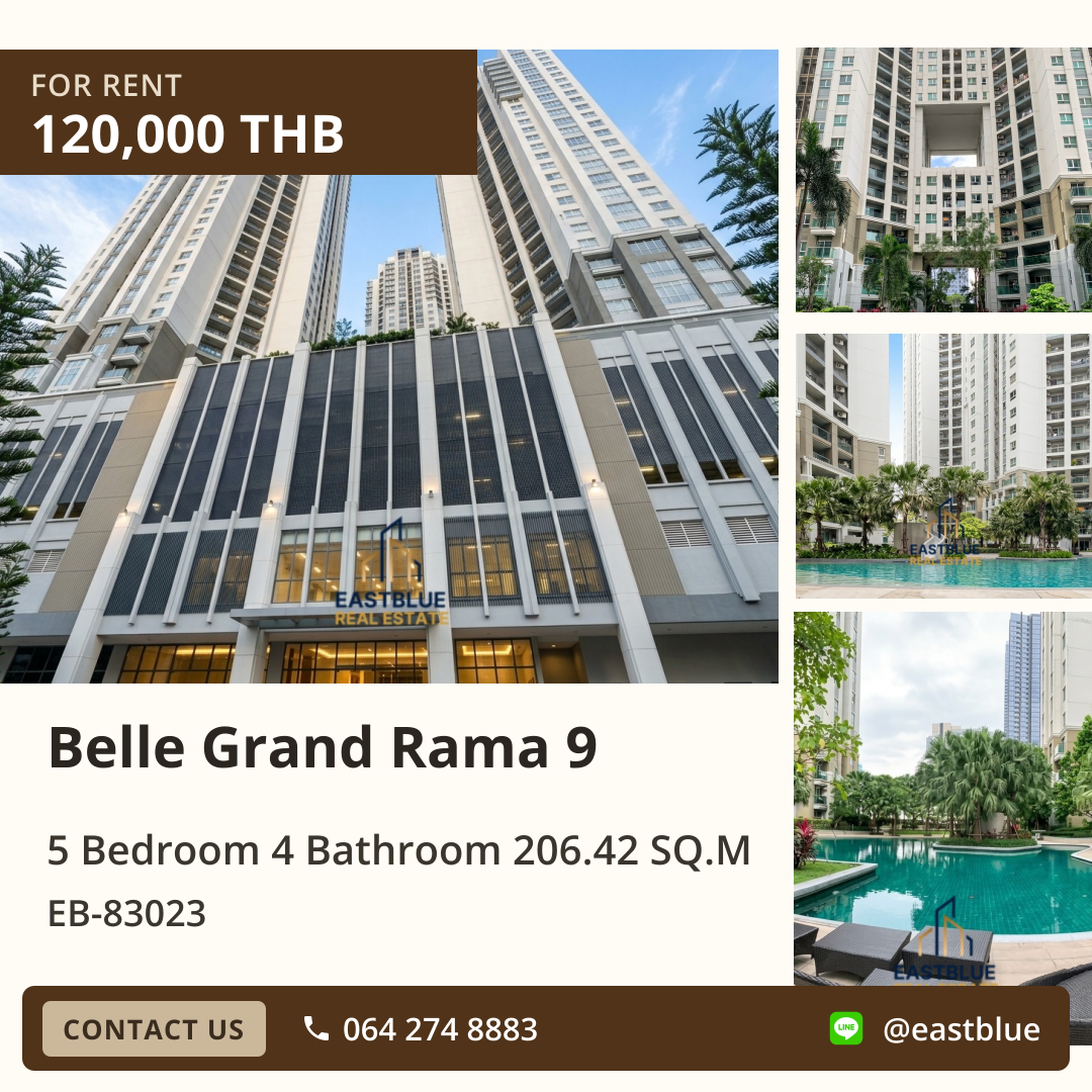 For Rent: Belle Grand Rama 9 5 Bed 206.42 sqm near MRT Rama 9 120,000 THB/month