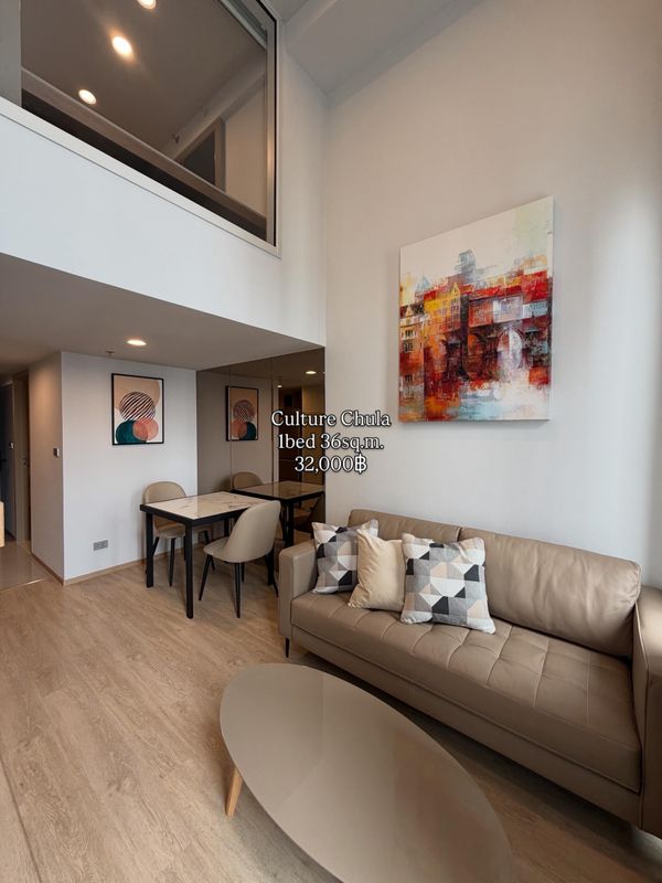 📍For rent!! Culture Chula 💥New project, beautiful room, great location! Only 32,000฿ / month💥 Ready to move in before anyone else‼️ 🛋 1 bedroom Hybrid 📞 Contact: Aomam (Agent) Tel / Line ID: 095-587-1692 WhatsApp: +66 95 587 1692