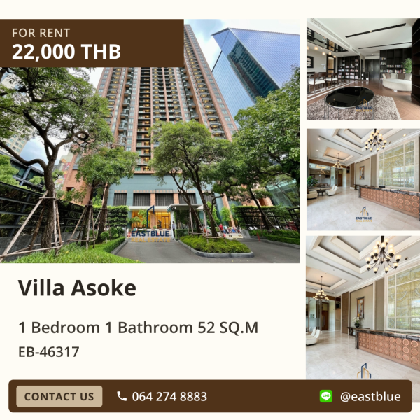02/10/2026, เช่าคอนโดสุดหรู Villa Asoke 🤩 ใกล้ BTS อโศก ราคาเช่า 22,000 บาท/เดือน 0642748883