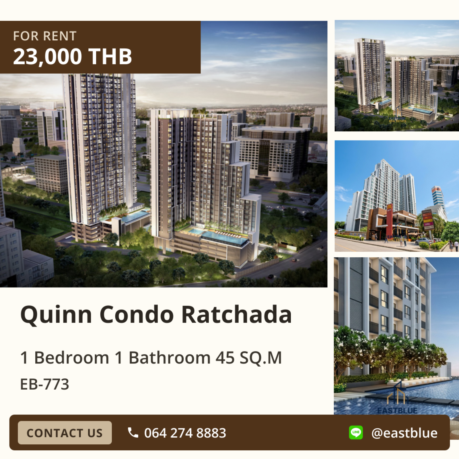 02/10/2026, For Rent Quinn Condo Ratchada 1-Bed 45 sqm near MRT Sutthisan 23,000 THB/month 🌆 0642748883 02/10/2026, For Rent Quinn Condo Ratchada 1-Bed 45 sqm near MRT Sutthisan 23,000 THB/month 🌆 0642748883