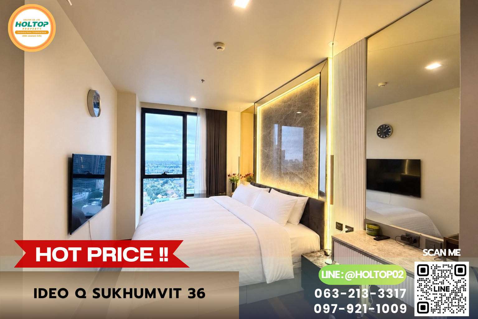 #E1695💕270969ให้เช่าคอนโด  Ideo Q Sukhumvit 36