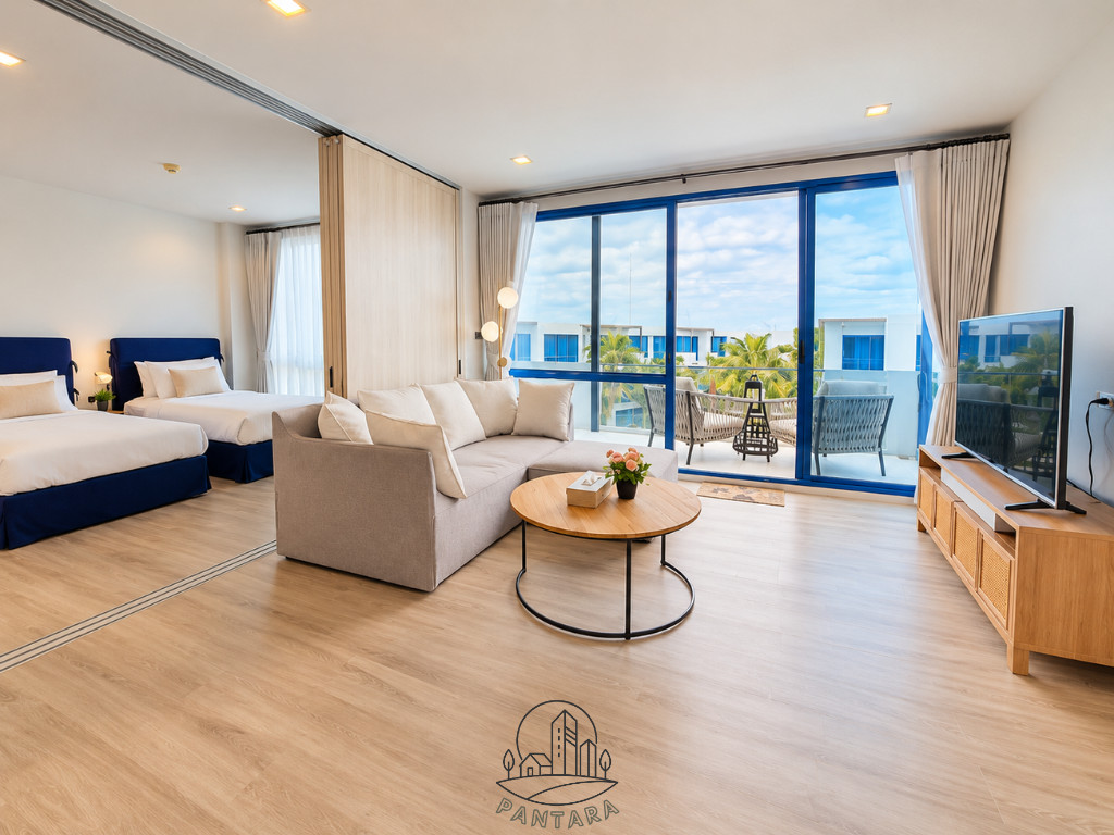 🌿 CREST SANTORA HUA HIN 2 Bedrooms | 81.59 SQ.M. | Pool &amp; Garden View 🏡 คอนโด 2 ห้องนอน  พื้นที่กว้าง 81.59 ตร.ม. ชั้น 4 บรรยากาศแบบ Resort Living เหมาะสำหรับพักผ่อนกับครอบครัว