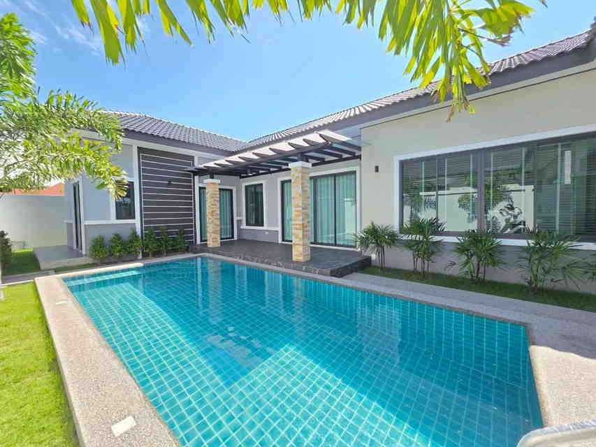 Newly built pool villa for sale, 3 bedrooms, ready to move in, Huai Yai, Pattaya, near the motorway. Near Jomtien sea Newly built pool villa for sale, 3 bedrooms, ready to move in, Huai Yai, Pattaya, near the motorway. Near Jomtien sea