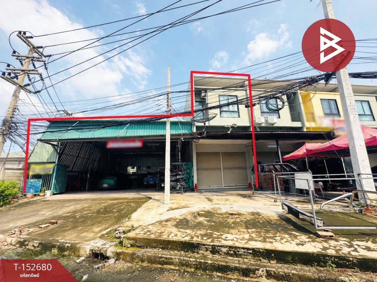 Commercial building for sale, area 78.2 square meters, Saen Pruksa Village, Ban Pong, Ratchaburi.