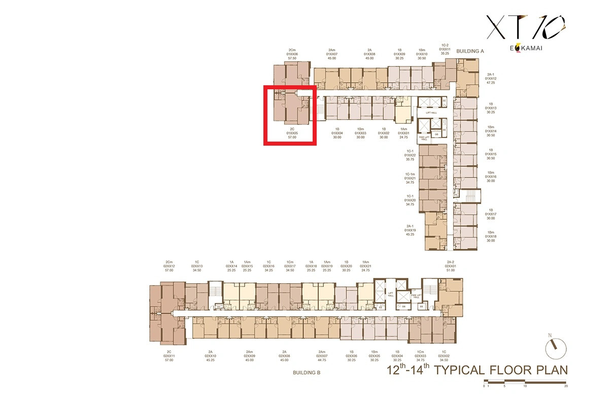XT 10, 2-bed room, 57 sq m., first price, beautiful position, contract page only 146,xxx baht/sq m.
