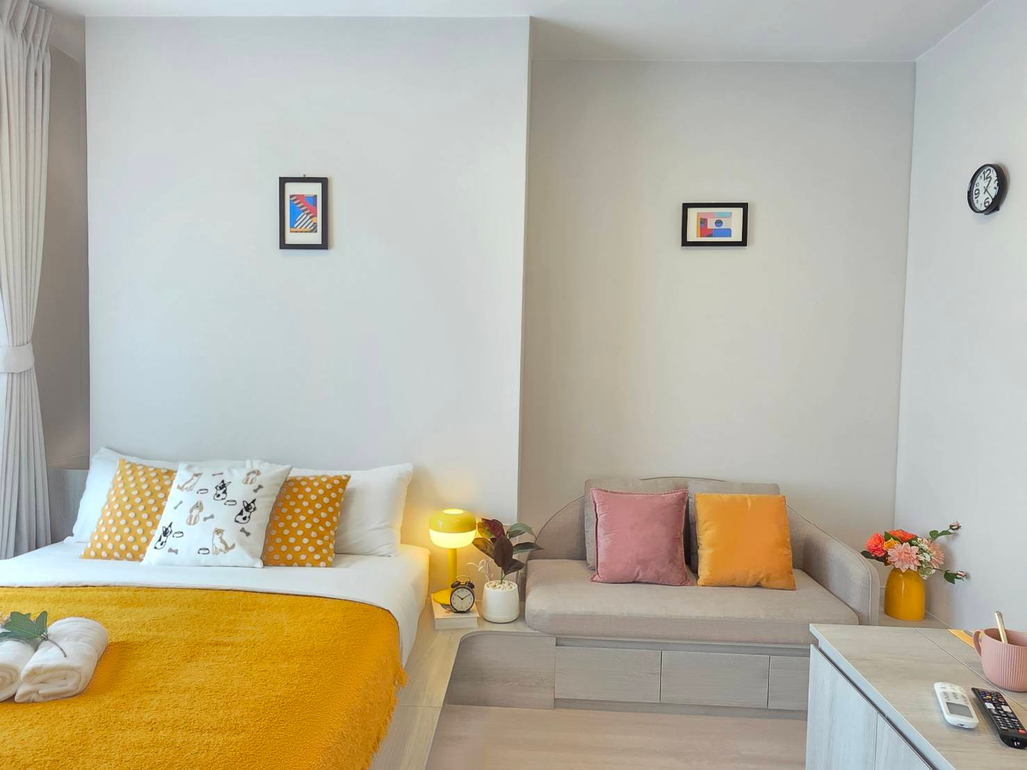 For rent ✨ COBE Ratchada-Rama 9 ✨ Studio, new room, never rented out. Decorated and ready to move in 🥰💕 Private corner room😍 With bird netting 👍 MRT Thailand Cultural Center – รูปที่ 4