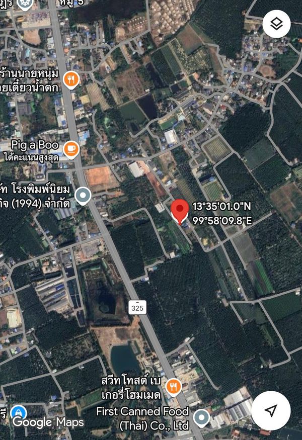 98195 - Land filled in, 57.6 sq m., water and electricity ready, close to Highway 325 (Damnoen Saduak-Bang Phae), only 350 m., ready to build a house.