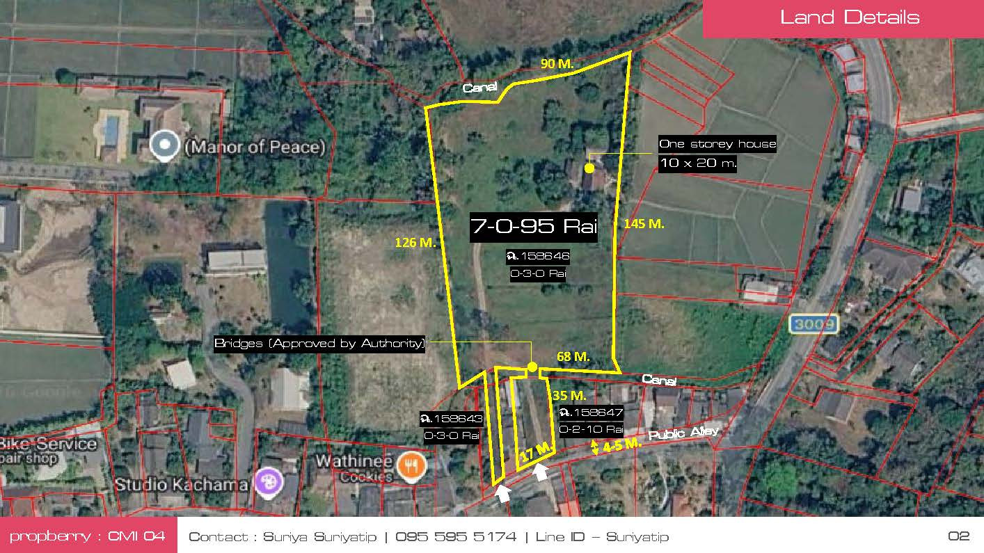 ขายที่ดินผังสีเขียว ถนน 3009 ใกล้โรงเรียนนานาชาติเปรมติณสูลานนท์ แม่ริม เชียงใหม่ เนื้อที่ 7-0-95 ไร่ – รูปที่ 2