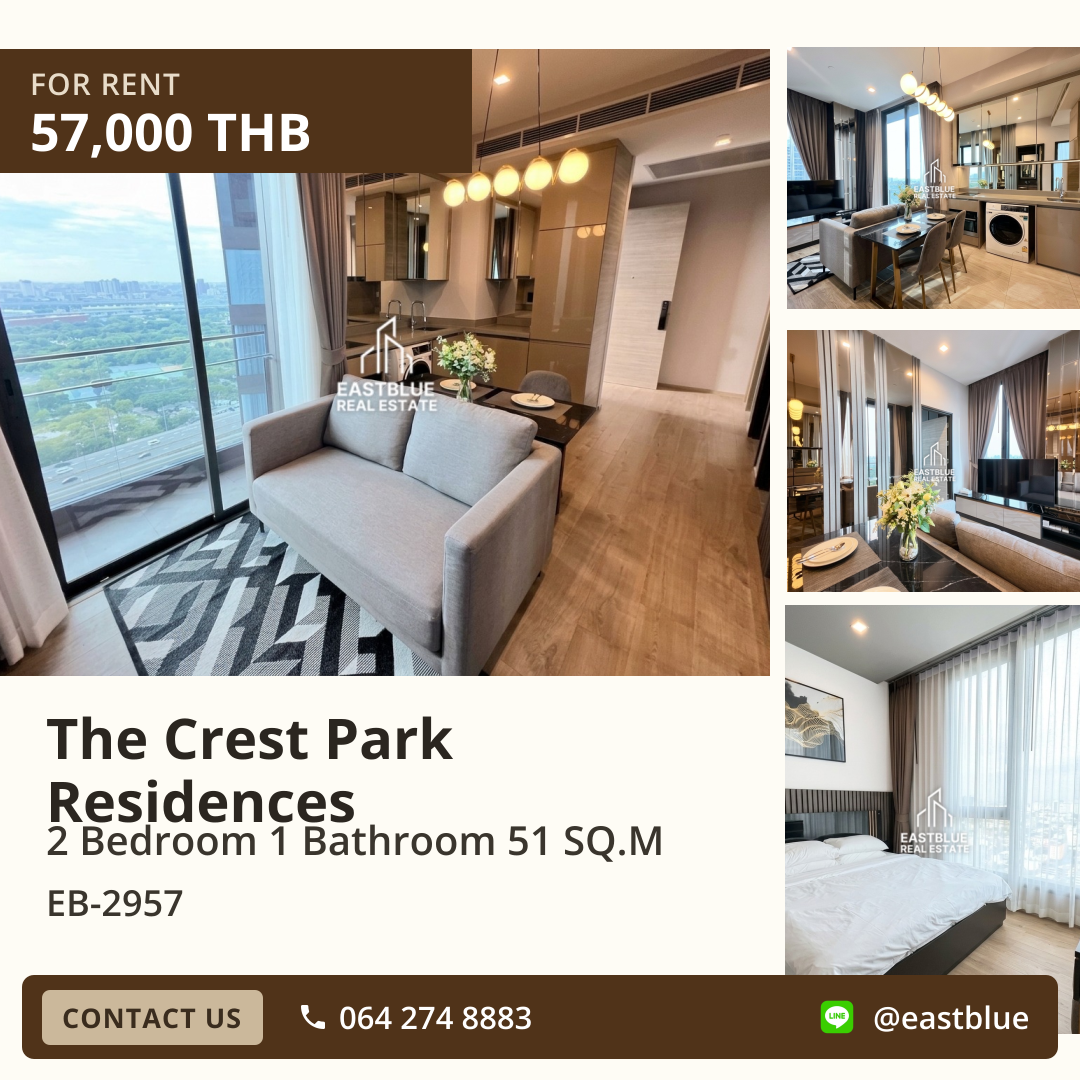 For Rent: The Crest Park Residences 2 Bed 51 sqm near BTS Ha Yeak Lat Phrao 57,000 THB/month