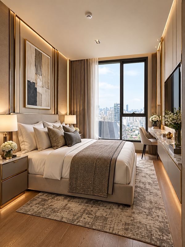 Ideo Q sukhumvit 36, high floor room, full view of Bangkok.