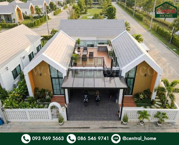 Single-storey detached house, 91 sq m., Nordic style (Nordic House Style), beautiful, luxurious, shady, spacious, ready to move in immediately.