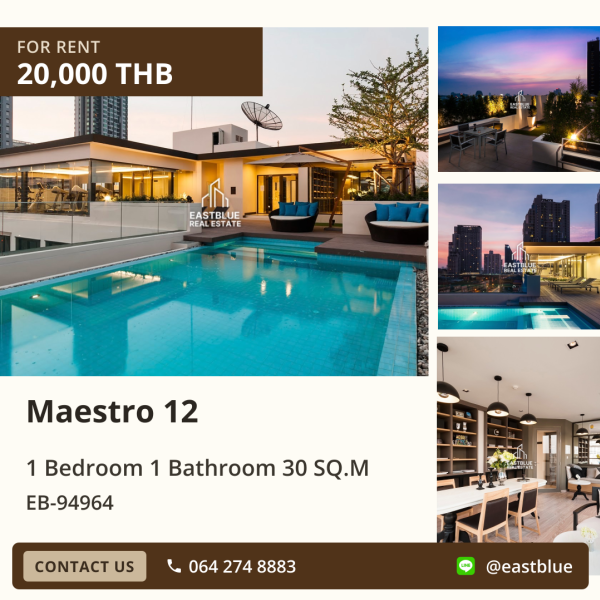 02/10/2026, ให้เช่า Maestro 12 🏡 คอนโด 1 ห้องนอน ใกล้ BTS ราชเทวี ✨ 0642748883