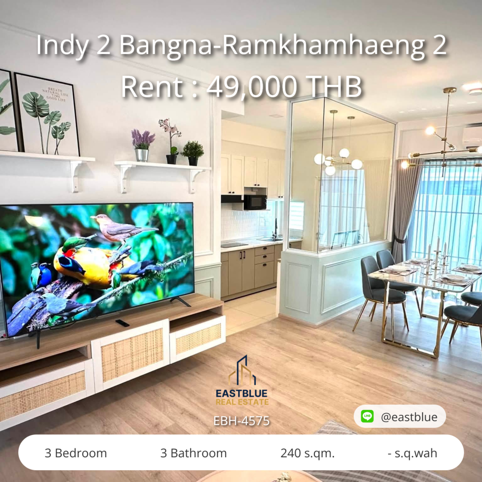 For Rent: Modern Townhouse at Indy 2 Bangna-Ramkhamhaeng 🏡