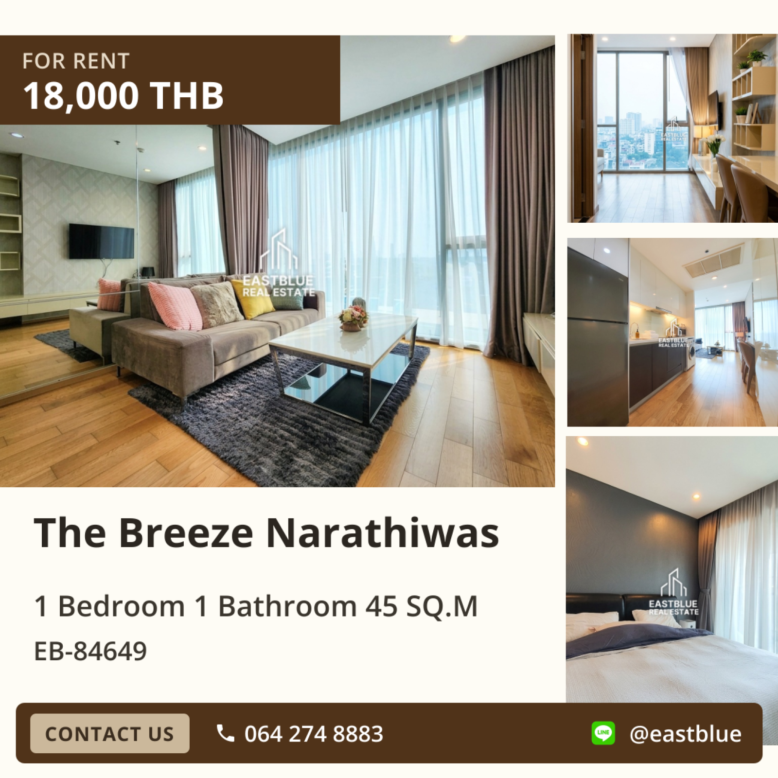 02/10/2026, For Rent: The Breeze Narathiwas Condo, 1 Bed, 1 Bath, 45 sqm, Near BTS Chong Nonsi 0642748883 02/10/2026, For Rent: The Breeze Narathiwas Condo, 1 Bed, 1 Bath, 45 sqm, Near BTS Chong Nonsi 0642748883