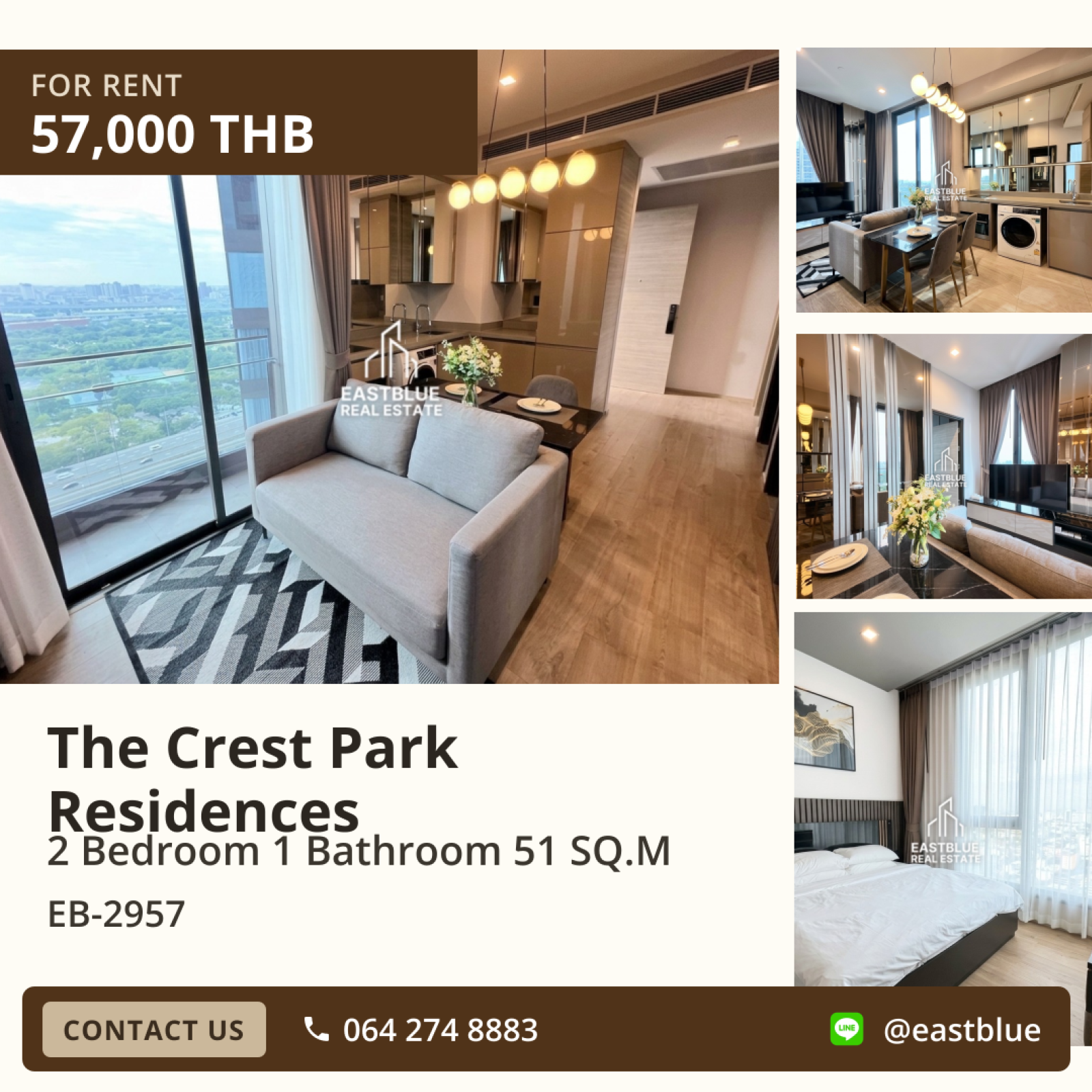 02/10/2026, เช่าด่วน! The Crest Park Residences 🏙️ คอนโดหรู 2 นอน ใกล้ BTS ห้าแยกลาดพร้าว เพียง 57,000 บาท/เดือน 0642748883 02/10/2026, เช่าด่วน! The Crest Park Residences 🏙️ คอนโดหรู 2 นอน ใกล้ BTS ห้าแยกลาดพร้าว เพียง 57,000 บาท/เดือน 0642748883