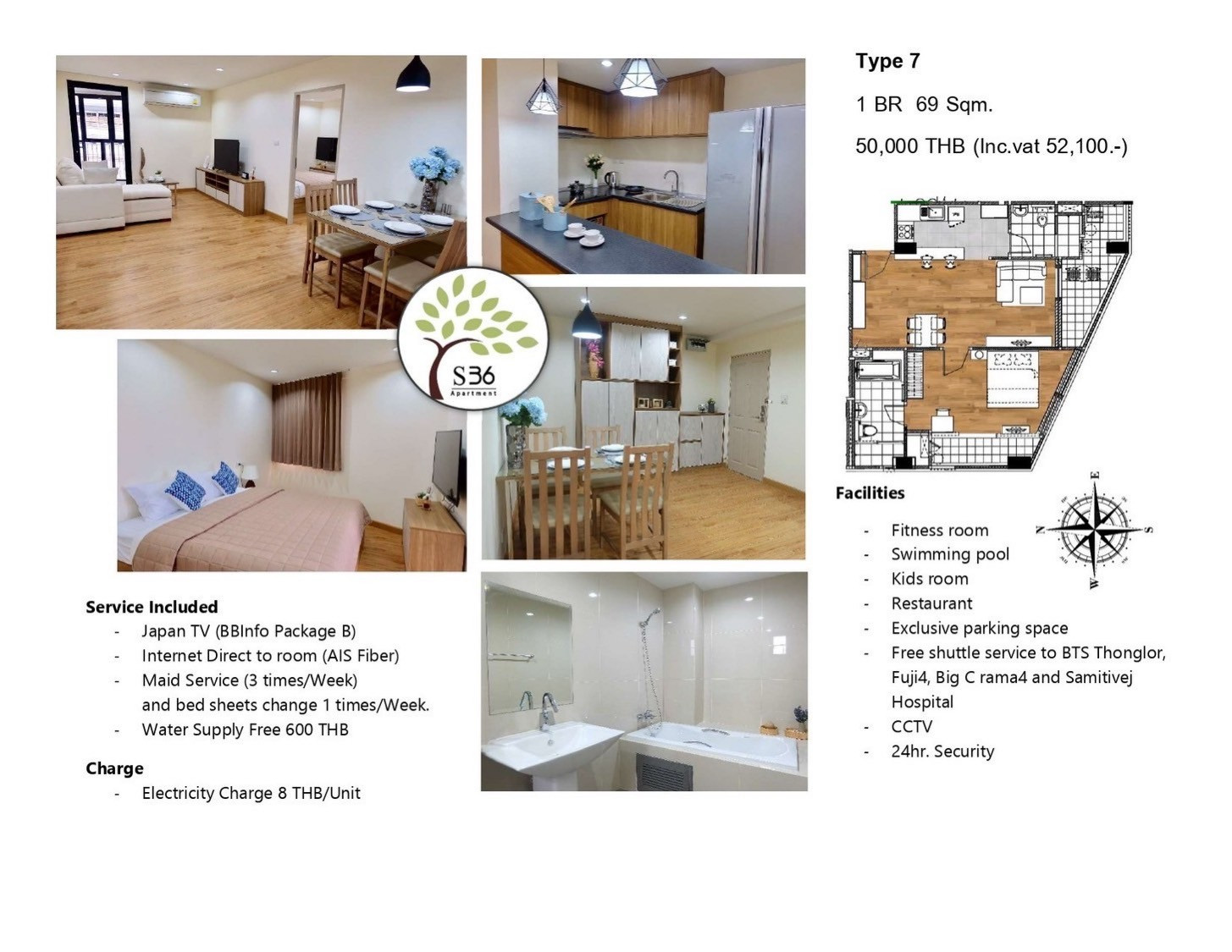 1ห้องนอน 2ห้องนอน ให้เช่า รับเฉพาะญี่ปุ่น เฟอร์นิเจอร์ตกแต่งพร้อมอยู่ เครื่องใช้ไฟฟ้าครบ – รูปที่ 3