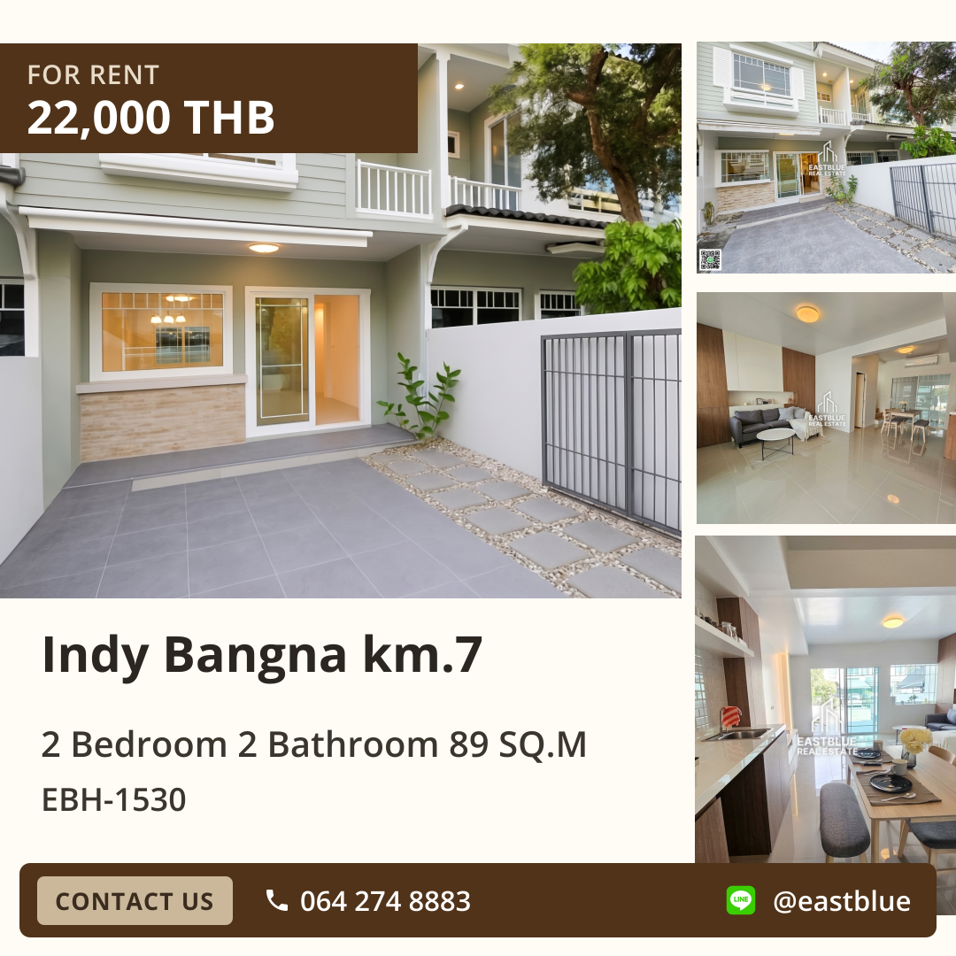 For Rent: Indy Bangna km.7 2 Bed 89 sqm 22,000 THB/month